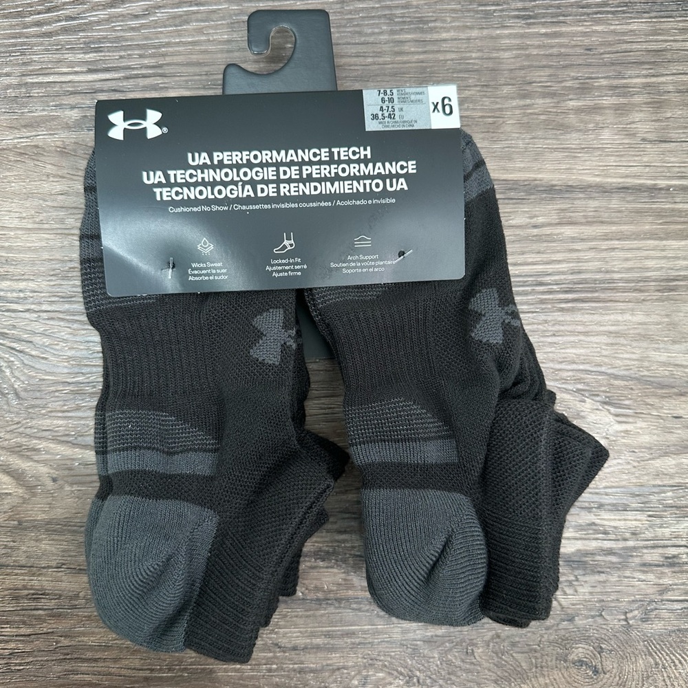 Under Armour Black and Gray Athletic Socks - Set of 6